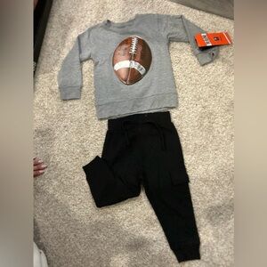 Designer Kids Football Graphic Sweatshirt and Black Joggers Set- NWT
